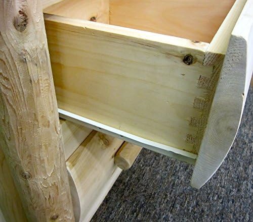 Log Bedroom Set - 5 Piece - Unfinished/Solid White Cedar/Amish Made/Queen Bed