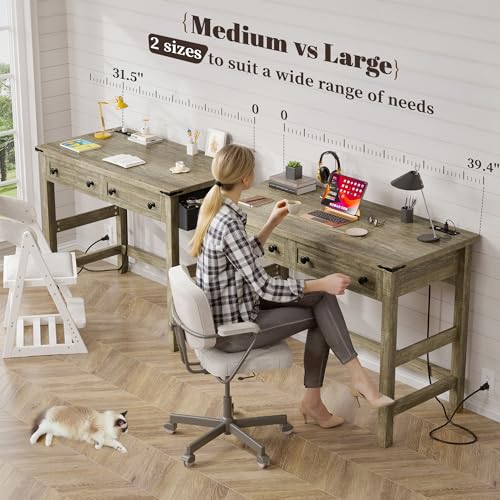 40“Small Desk with Drawers & Side Pocket for Teens & Bedroom, view 7
