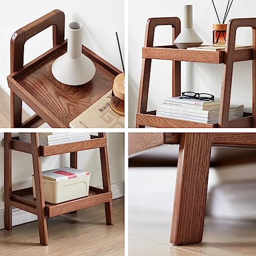 100% Solid Sofa Table - Versatile Design Narrow End Table with 3-Tier Open Storage for Living Room, Bedroom, or Small Spaces - Ladder Shelf for Study (Walnut)
