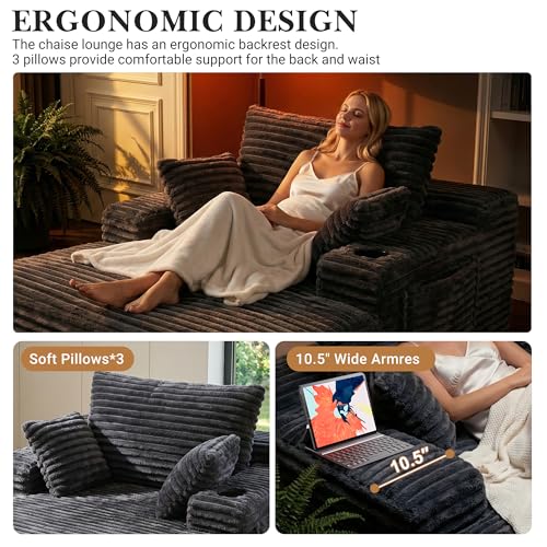 Oversized Boneless Chair, Chaise Lounge Chair Indoor, Dark Gray, view 8