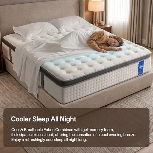 Queen Size Mattress,12 Inch Hybrid Queen Mattress in a Box with Memory Foam and Zoned Support Spring,Motion Isolation,Medium Firm,CertiPUR-US.