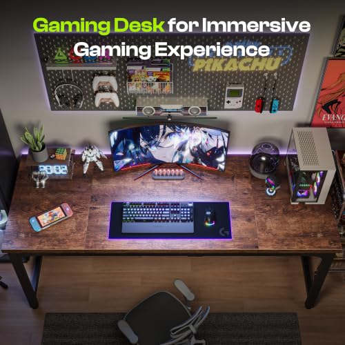 63 x 24 Inch Computer Desk, 0.95'' Thicker, Duty, Rustic Brown, view 8