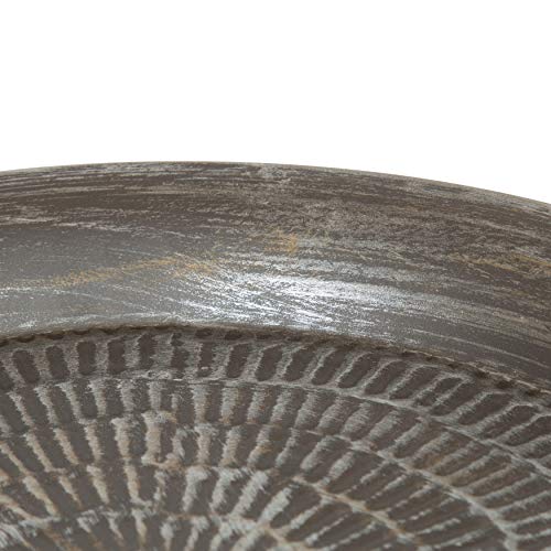 Mahdavi Hammered Metal Tray End Table, Pewter, 16.5 inch Diameter