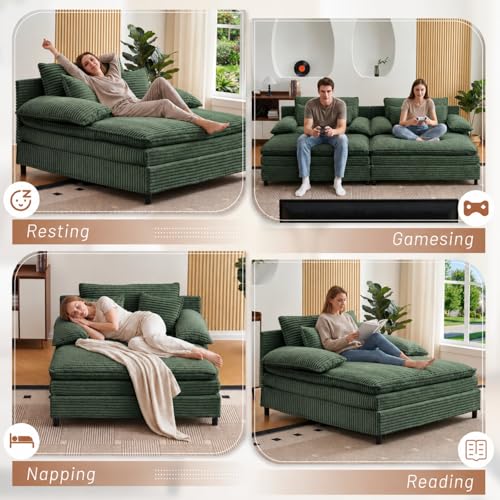 55" W Reclining Chaise Lounge Chair Indoor with 4-Gear Adjustable Backrest, view 7