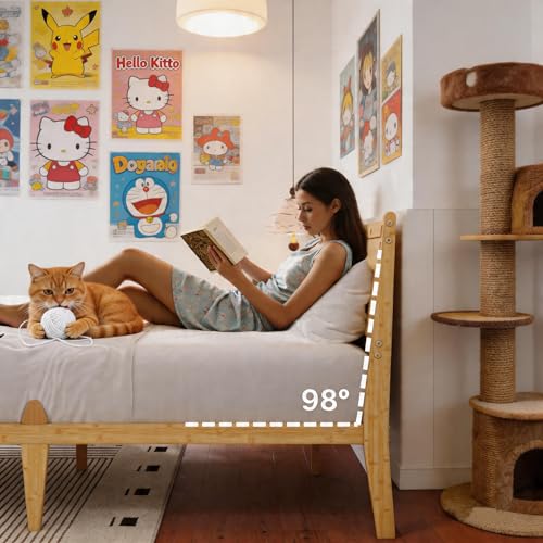 14 Inch Bamboo Queen Bed Frame, Platform Bamboo Wood Bed with Headboard, view 8