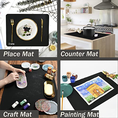 Extra Large Silicone Mat 36" x 24" Place Mats, Heat Resistant Mat for Kitchen Countertop Protector, Thick Placemats Washable Silicone Mats for Kitchen Counter Mat Dining Table Mat, Black