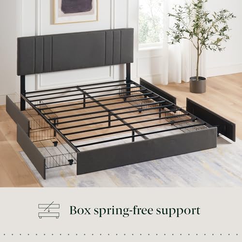 Zinus Billie Platform Bed Frame, Four Underbed Storage Drawers, King, view 7
