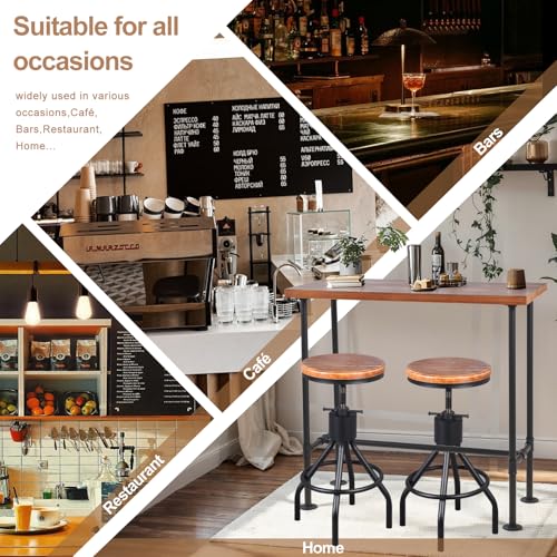 5 Pieces Industrial Bar Table Set Rustic Rectangular Pub Table with Set of 4 Bar Stools for Home& Office Farmhouse Dining Table Set for Kitchen Vintage Coffee Table Set
