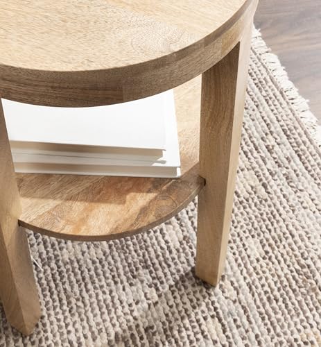 Talcott Modern Round Wood Side Table, 16 x 16 x 24, Natural Wood, Transitional Decorative Two-Tier End Table for Use as a Bedroom Nightstand or Living Room Accent