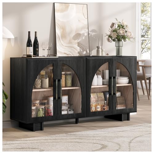 63” Sideboard Buffet Cabinet with Storage for Dining Room,Black, view 7