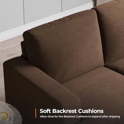 89 Inch Sofa with Extra Deep Seats Oversize, 3 Seater Sofa for Living Room, Modern Couch and Sofa, Comfy Armrests and Seats and Backrests, Easy Installation, Corduroy Fabric Brown