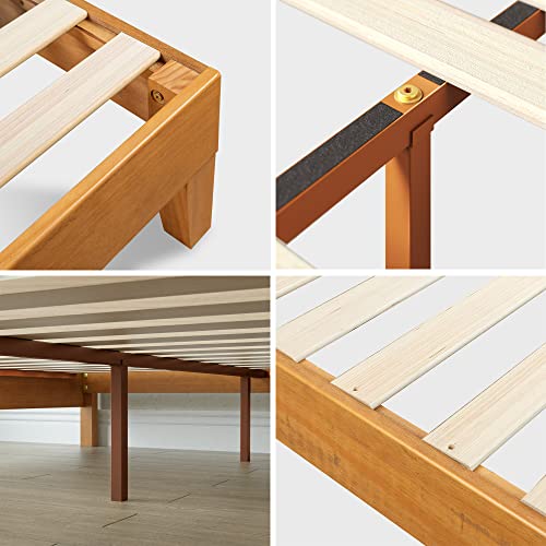 Alexis Deluxe Wood Platform Bed Frame, Solid Wood Foundation, view 7