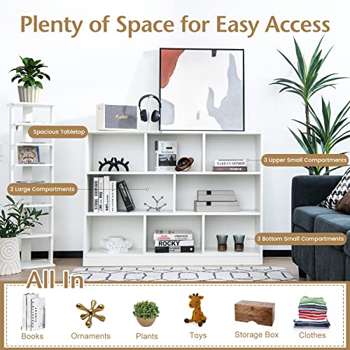 8-Cube Bookcase, Wood 3 Tier Open Storage Bookshelf, Modern Multipurpose Display Cabinet for Living Room, Study, Reading Nook, 48 x 12.5 x 36.5 Inch, White