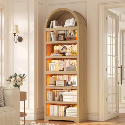 79.4" Tall Arched Cabinet, Bookcase with Storage, view 2