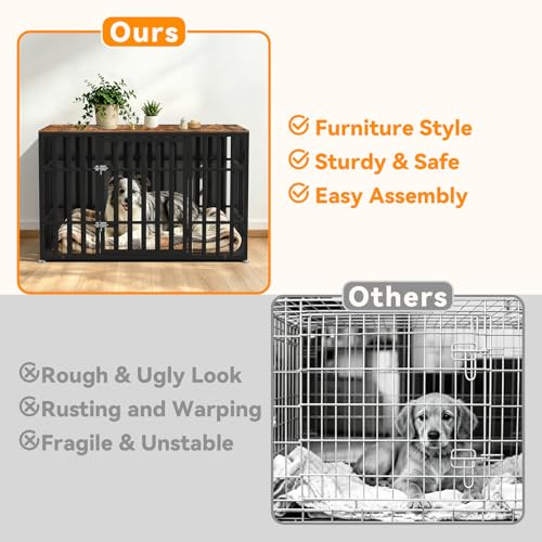 46 Inch Heavy Duty Dog Crate Furniture for Large Dogs, view 8