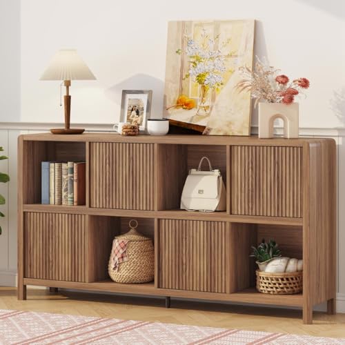 8 Cube Bookcase with 4 Doors, Wood Bookshelf with Storage Cabinet, view 8