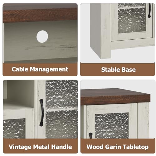 Farmhouse White & Brown TV Stand for 65 Inch TV for Living Room, view 7