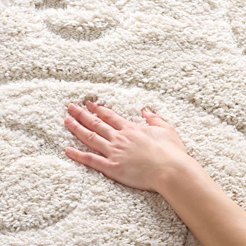 SAFAVIEH Florida Shag Collection Accent Rug - 3'3" x 5'3", Cream & Cream, Scroll Design, Non-Shedding & Easy Care, High-Low Plush Pile, Ideal for Living Room, Bedroom, Dining Space (SG455-1111)