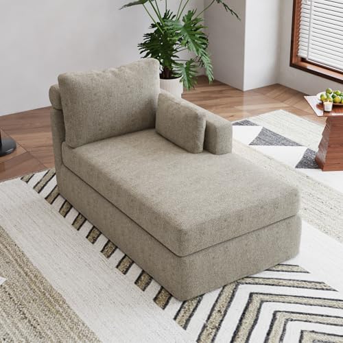 Chaise Lounge with Right Armrest 31.89" Upholstered Modern Lounge Couch Sleeper, view 2