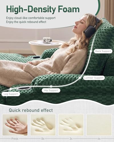 59.8" Chaise Lounge Chair Indoor,20.1" Deep Seat, Green, view 7