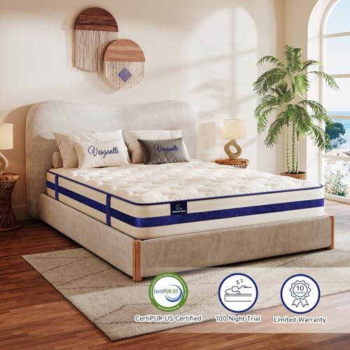 Queen Mattress,12 Inch Hybrid Innerspring Mattress in a Box with Memory Foam,Back Support & Pressure Relief,Medium Firm Feel for Adults (Queen Size)