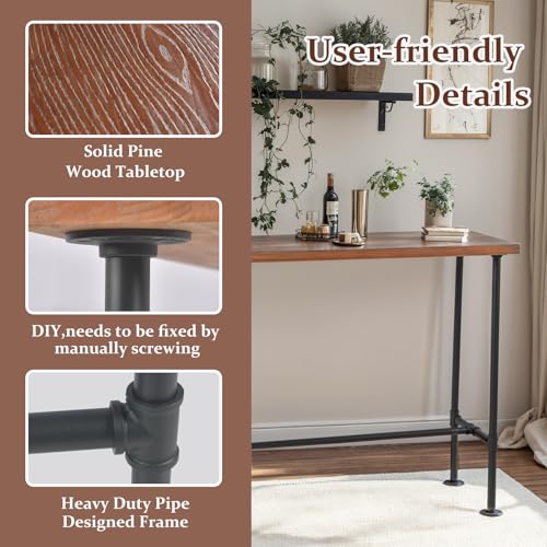Rustic industrial bar table set with four bar stools, view 7