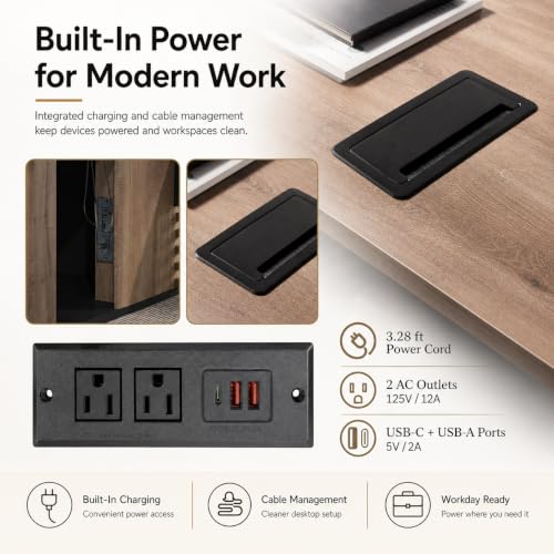 86.61In L Shaped Executive Standing Desk with Drawers, view 7