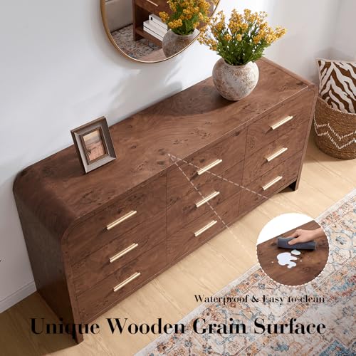Curved Drawer Dresser for Bedroom with 9 Drawers, 63'' Wide Chest of Drawer, view 7