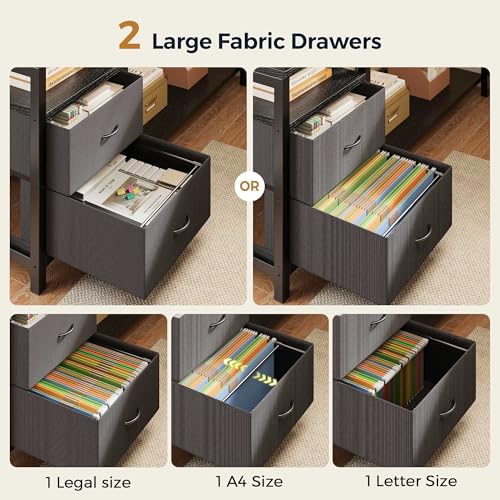 L Shaped Gaming Desk with Fabric Drawers and Power Outlet, view 8
