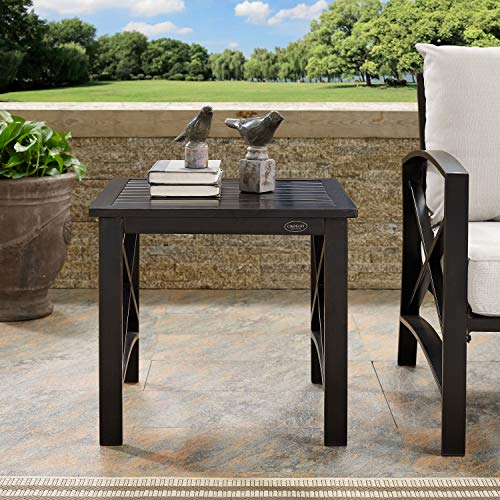 Kaplan Weather Resistant Metal Outdoor Side Table for Patio, Deck, Porch, Oiled Bronze