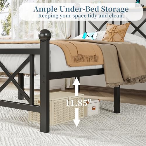 DynJest Full Size Black Heavy Duty Bed Frame with LED Lights, view 8