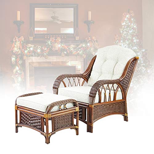 Rattan Wicker Natural ECO Handmade Design Alexa Living Armchair White Color with Cushion