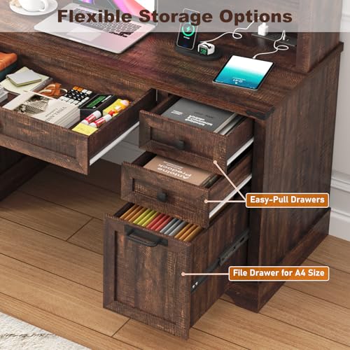 76" Height Farmhouse Desk with Sliding Door Hutch, view 7