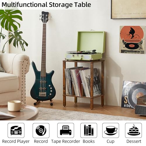 2-Tier Record Player Stand for Vinyl Records Storage End Table, view 8