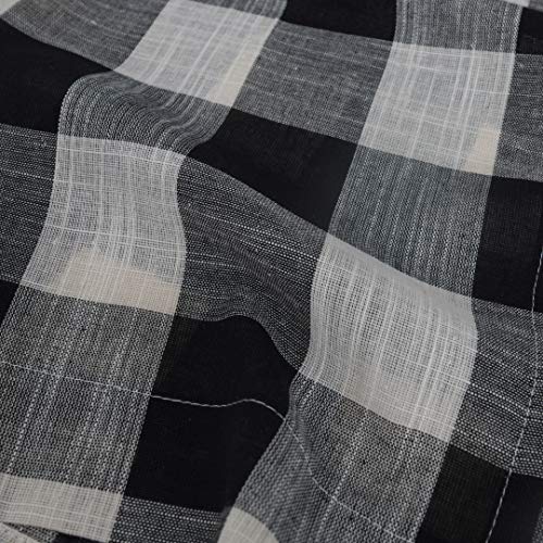 Creativesfun 2 Pcs Checks Line Up Set Farmhouse Faux Linen Look Buffalo Plaid Grommet WindowValance (Black & Cream, Valance 丨W53 X L18-INCH 2PCS)