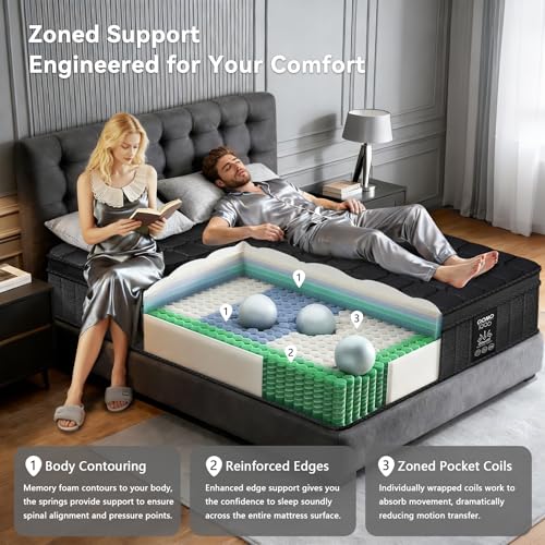 Twin Mattress 10 Inch - Twin Size Memory Foam Mattress in a Box with Individually Pocket Spring, Hybrid Gel Foam Mattresses Medium Firm, Fiberglass Free, Pressure Relief for All Sleep Positions, Black