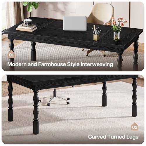 Tribesigns Large Black Executive Office Desk, 62.2" Farmhouse Computer Desk, view 7