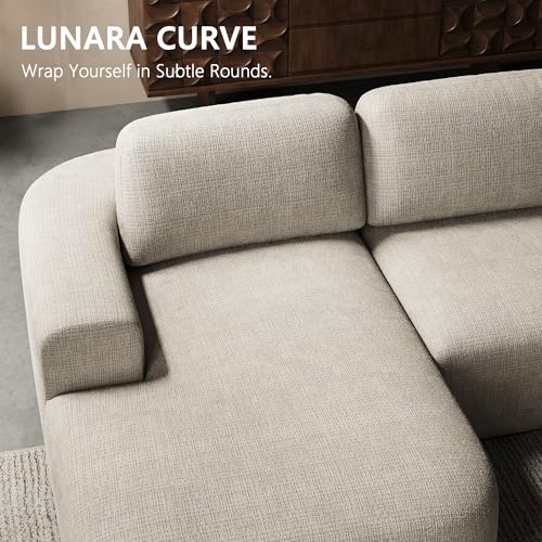 107" Boneless Cloud Couch, Modular Sectional Sofa with Deep Seat & Chaise, No Assembly Sofa-in-Box, Convertible L-Shape for Living Room Apartment, Bouclé, Oatmeal Beige