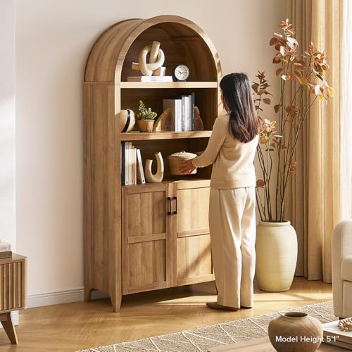Lauren 77.4" Bookcase, Storage Cabinet, Pantry (Oak), view 7