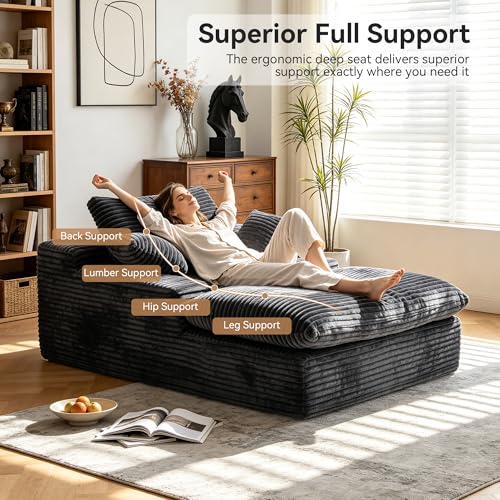 67" Oversized Boneless Chaise Lounge Chair Indoor, Grey, view 7