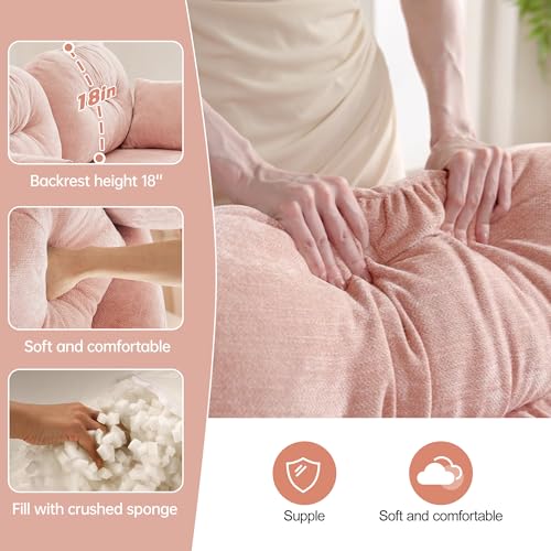 Cloud Couches for Living Room, Modular Sectional Sofa, 140" L-Shape Modular Couch with Movable Ottoman, Oversized Sectional Couch with Deep Seat, Pink
