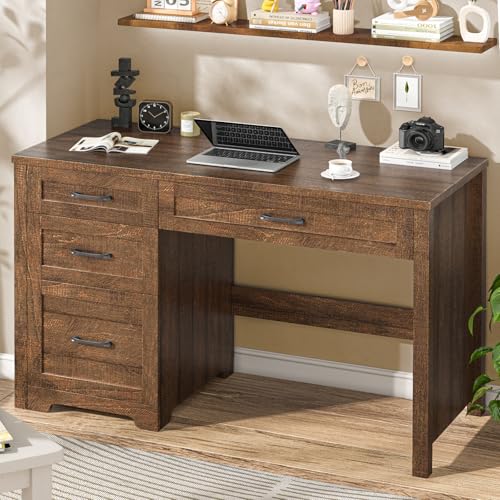 Executive Desk with 3 Storage Drawers, Red Brown, view 8