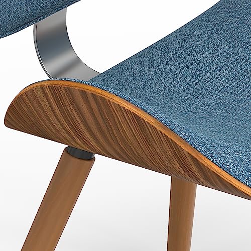 Marana Dining Chairs - Upholstered Bentwood Back and Linen-Style Fabric Kitchen Chair in Denim Blue, Mid-Century Modern Ergonomic Dining Room Seating with Contoured Seat and Beech Wood Legs