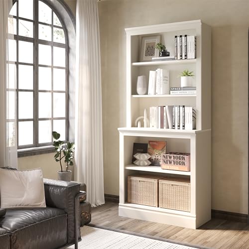 72" Tall Bookcase, White Large Floor Standing Bookshelf, 5 Tier Shelves Open Storage Organizer, Book Case for Living Room Hallway Kitchen Home Office Bedroom, White - 5 Tier