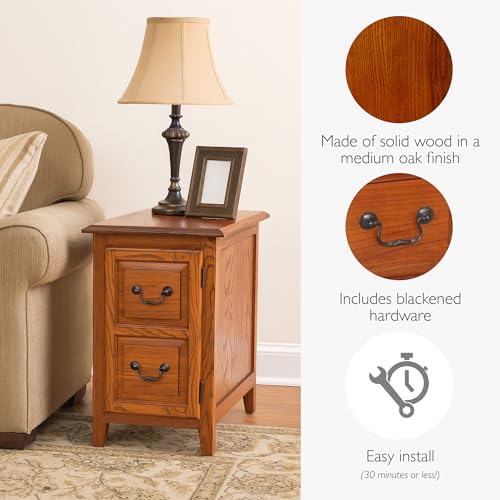 Shaker End Table, Solid Wood, with Storage Door, for Living Rooms and Small Spaces, Medium Oak, 10030-MED