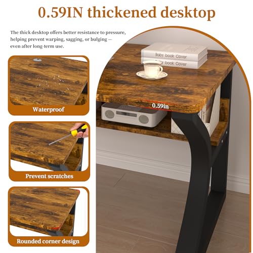 47'' Computer Desk Home Office Desk, Modern Computer Desk w/U Shaped Metal Frame, view 7