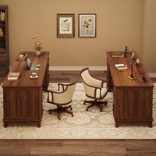 60" Wooden Home Office Desk with File Drawers, view 7