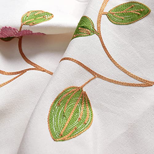 Grommet Curtains 84 Inch Length Red Floral Embroidered Elegant Window Drapes for Living Room Bedroom, W52xL84, 2 Panels