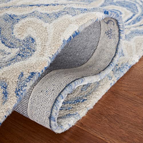 SAFAVIEH Area Rug 8x10 - Micro-Loop Collection - Large - Blue & Ivory, Handmade Wool, Ideal for Living Room, Bedroom, Office, Dining Space (MLP532M)
