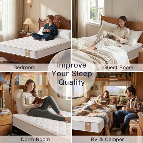 6 Inch Twin Mattress with Bonnell Spring, Twin Mattress for Kids, Memory Foam Mattress for All Night Sleep & Pressure Relief, Certified Safe Foams & Fabric, Fiberglass Free Mattress in A Box